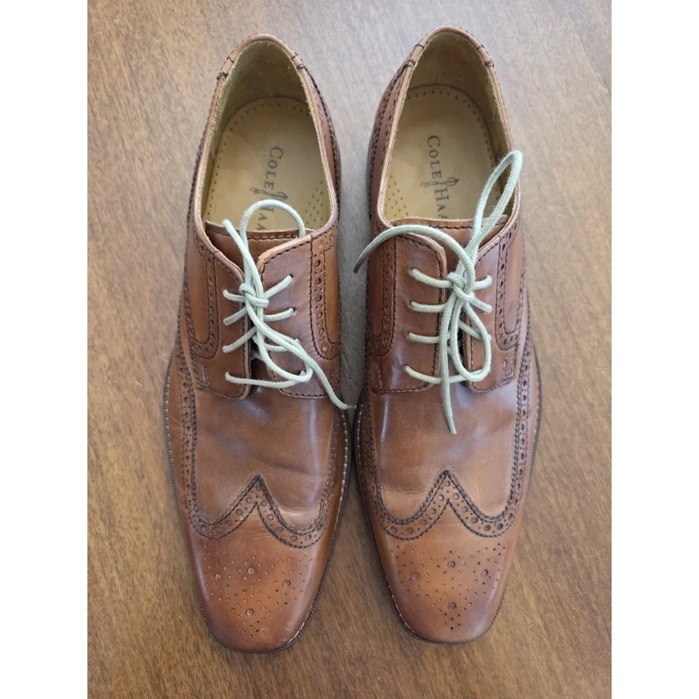Cole Haan Wingtip Dress Shoes Men's Sz 13 Oxfords CO9303 573141 British‎ Tan